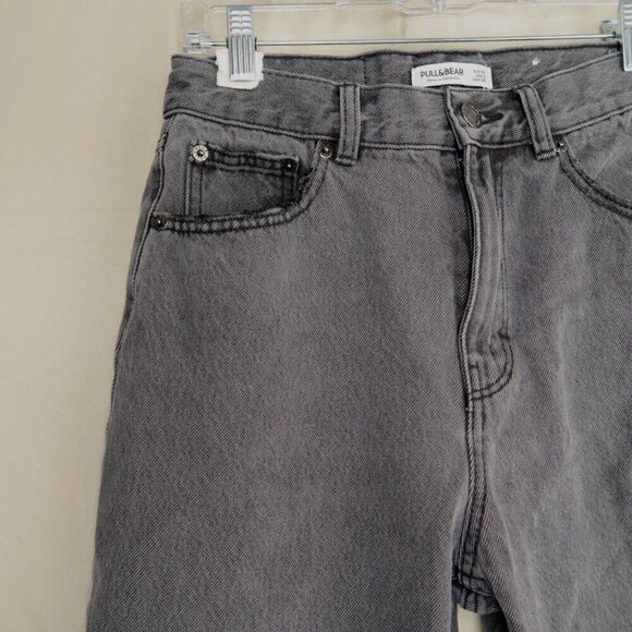 Pull & Bear High Waist Mom Jeans Gray Denim Cotton Straight Leg Women's Size 6 - Picture 2 of 13